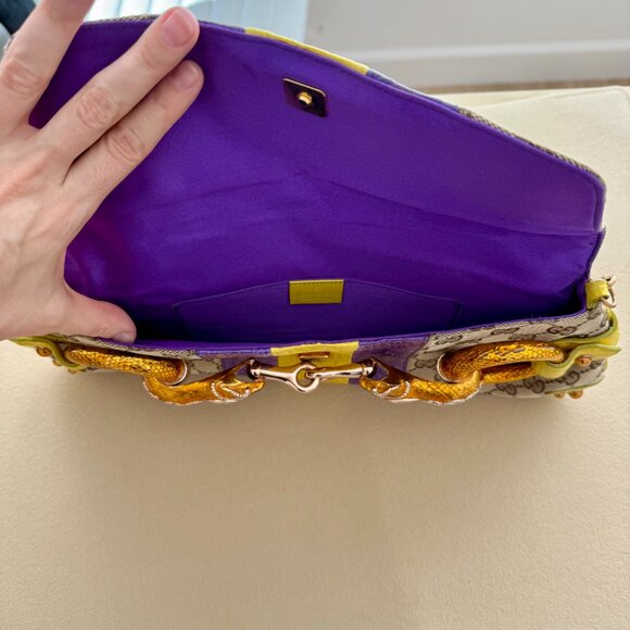 GUCCI by TOM FORD 2004 XL Vintage Runway Ad Campaign Horsebit Chain Bag Crystal - Picture 4 of 14